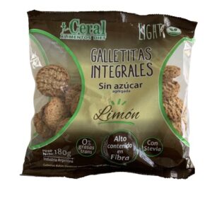 Galletas Integrales Sin Azucar Sabor Limon x 180Grs (Ceral)