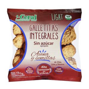 Galletas Integrales Sin Azucar Sabor Avena Y Pasas x 180Grs (Ceral)